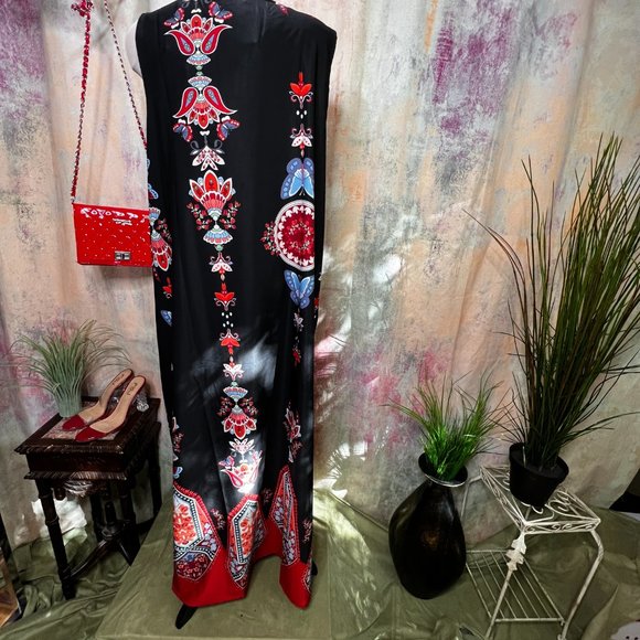 NWOT๐ Retro Design Cotton Mix Maxi A- Line Sleeveless Dress - Picture 8 of 15